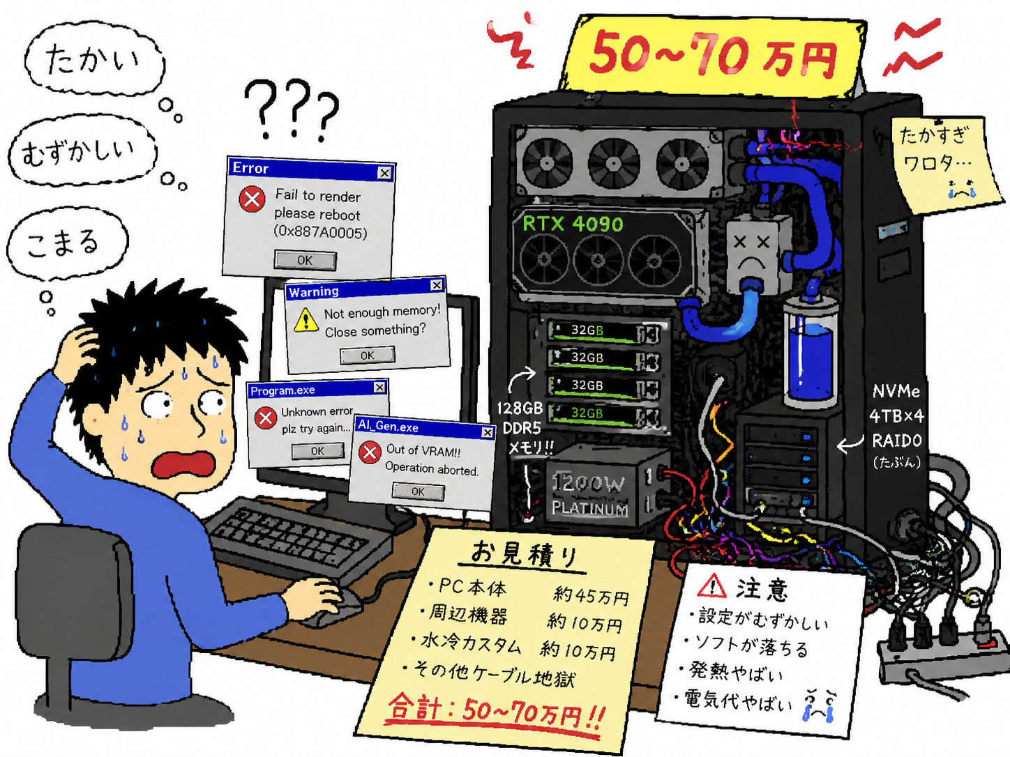 生成エロ用のPCは高くて、技術も難しい。